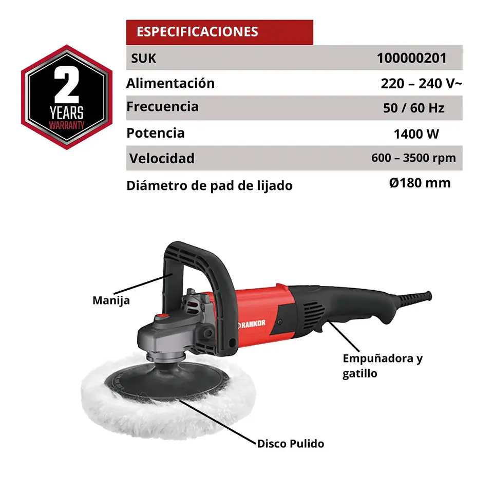 PULIDORA ANGULAR RANKOR RAP140001 1400W 7