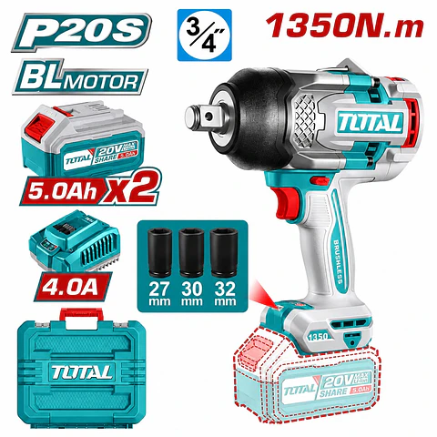 LLAVE DE IMPACTO TOTAL 3/4” 1350NM 20V BRUSHLESS – TIWLI20135