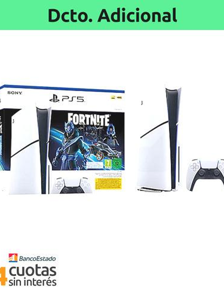 Consola Sony PS5 Pack Fortnite Cobalt Star - Edición Disco, Versión US 1