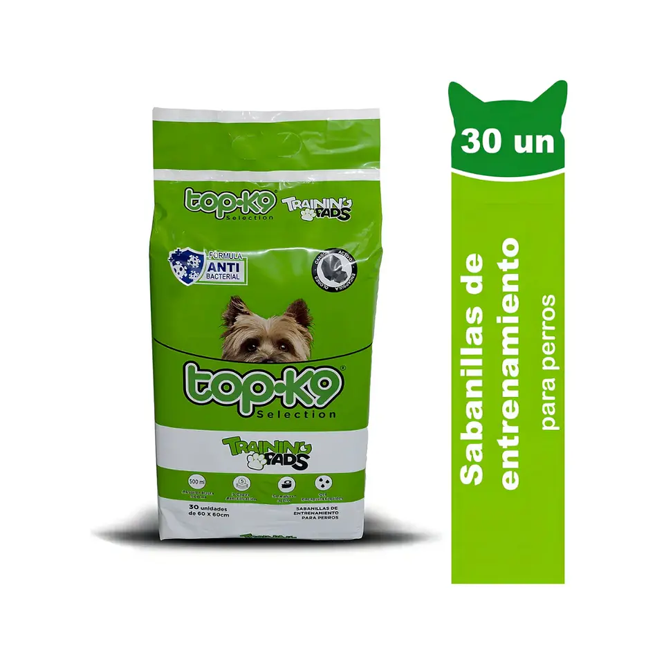 Sabanillas de Entrenamiento 30 unidades 60x60 Top K9 -Antibacterial Carbón Activo - 1