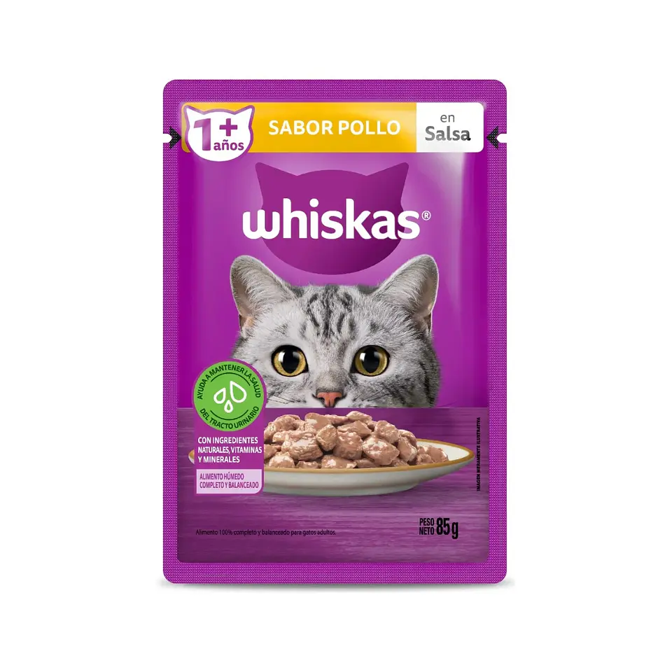 Alimento Húmedo Trocitos en salsa Whiskas sabor Pollo 85g 2