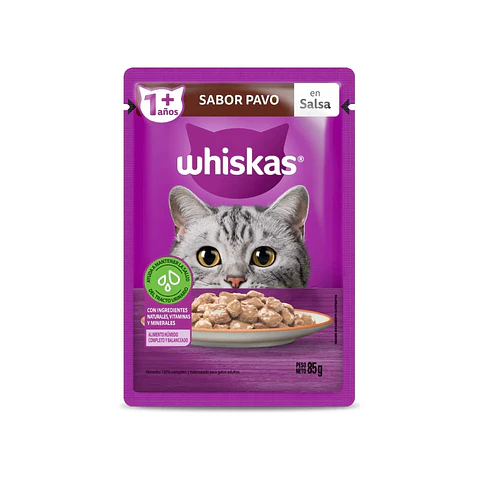 Alimento Húmedo Trocitos en salsa Whiskas sabor Pavo 85g