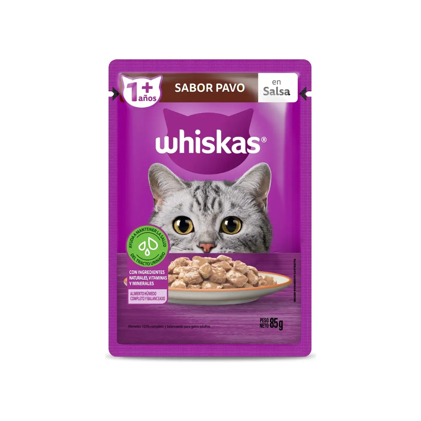 Alimento Húmedo Trocitos en salsa Whiskas sabor Pavo 85g 2