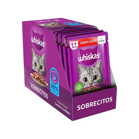 Alimento Húmedo Trocitos en salsa Whiskas sabor Carne 85g