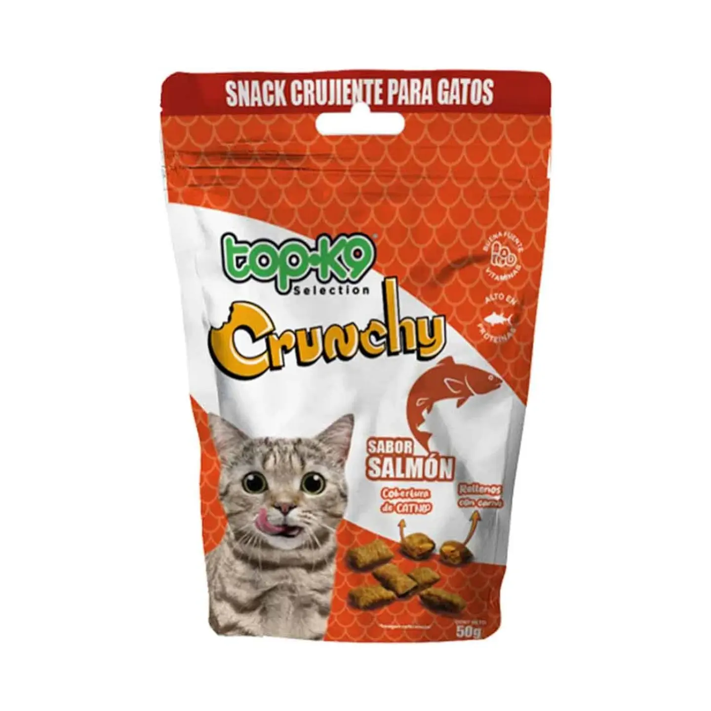 Snack Crunchy para Gatos sabor Salmón 50g  2