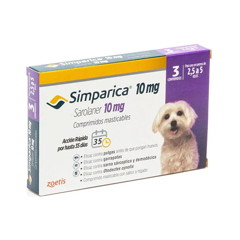 Simparica Comprimido Masticable 2,5 a 5 Kg- Desparasitante Externo -