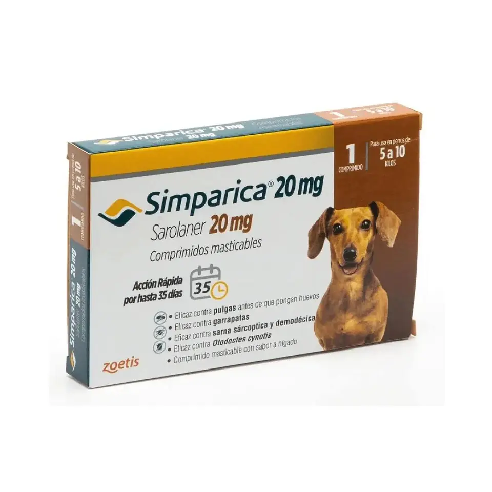 Simparica Comprimido Masticable 5 a 10 Kg- Desparasitante Externo - 1