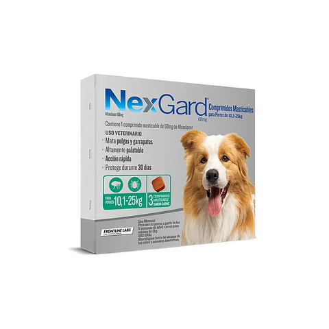NexGard Masticable 10 a 25 Kg -Desparasitante Externo- 
