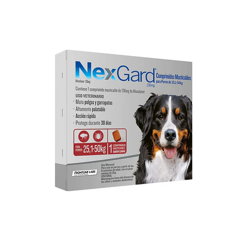 NexGard Masticable 25 a 50 Kg -Desparasitante Externo- 