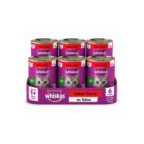 Alimento Húmedo Lata Whiskas sabor Carne - Gato Adulto -