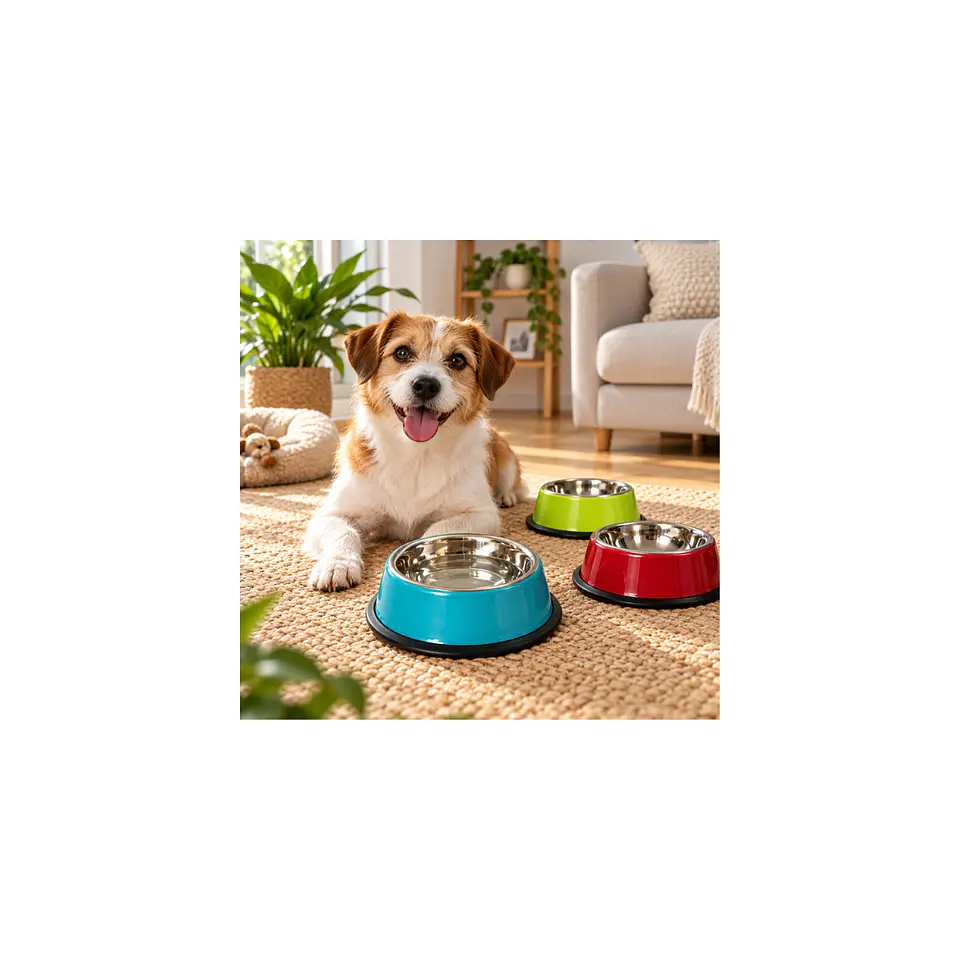 Plato Acero Inoxidable Mascotas Colores 3