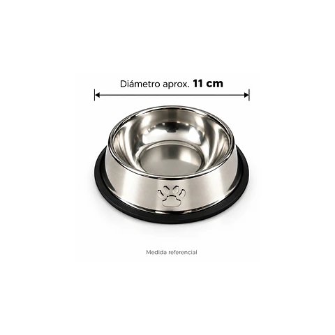Plato Acero Inoxidable Antideslizante Mascotas