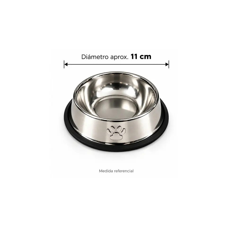 Plato Acero Inoxidable Antideslizante Mascotas 2