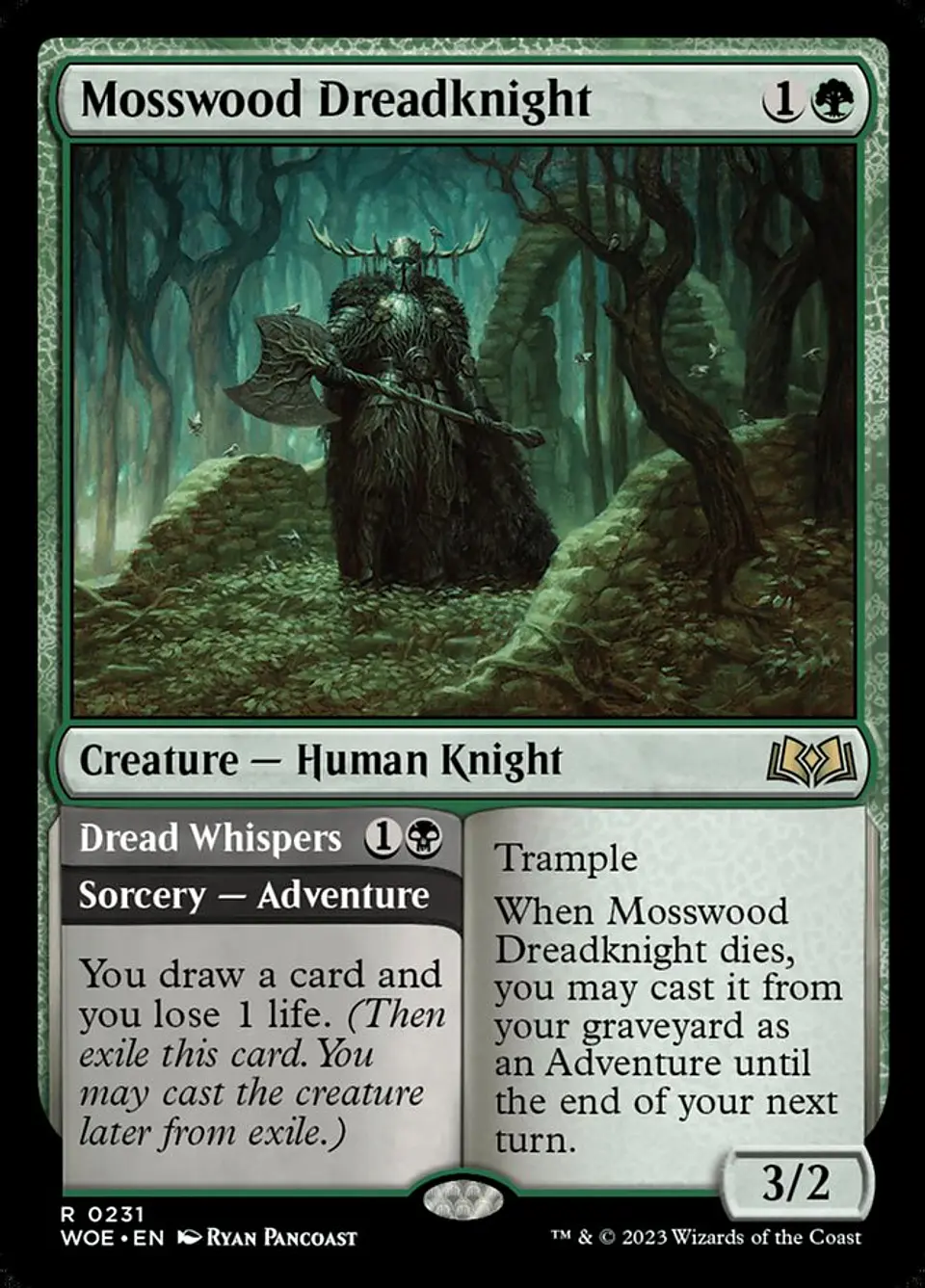 Mosswood Dreadknight // Dread Whispers (foil) | Español | NM | WOE 1