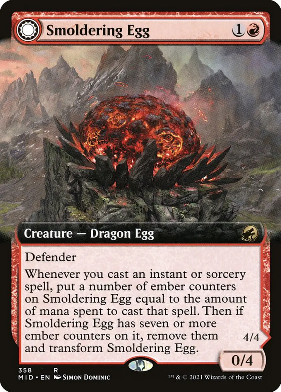 Smoldering Egg // Ashmouth Dragon (Extended Art) | Inglés | NM | MID 1
