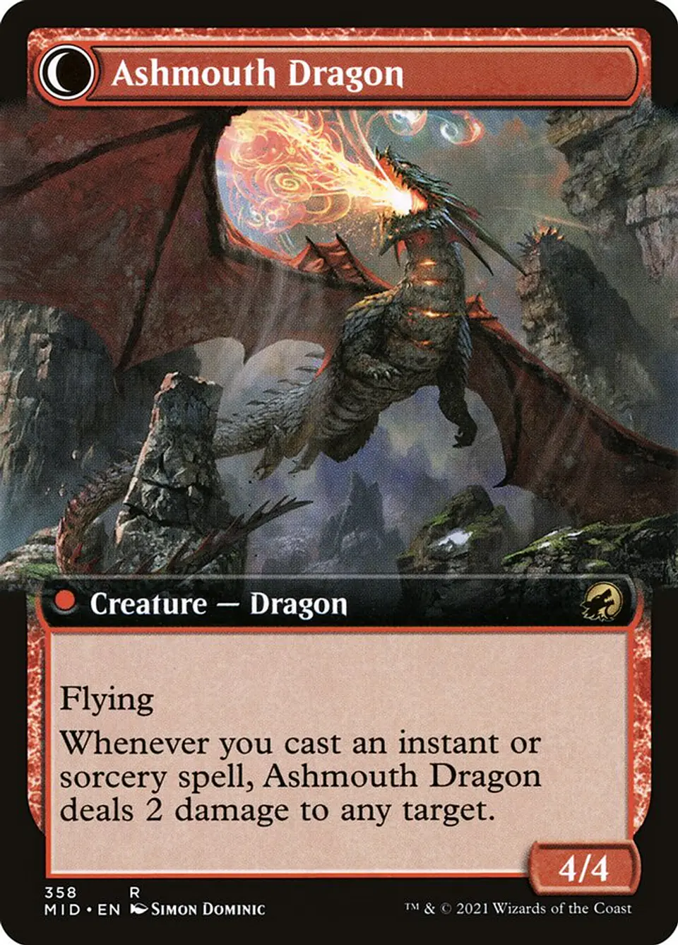 Smoldering Egg // Ashmouth Dragon (Extended Art) | Inglés | NM | MID 2