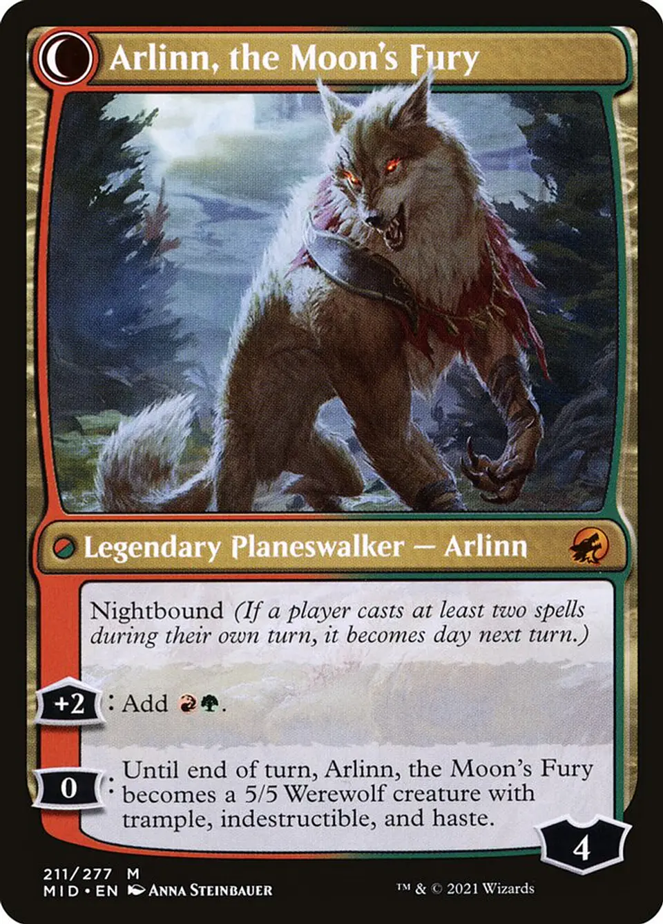 Arlinn, the Pack's Hope // Arlinn, the Moon's Fury | Español | EX | MID 2