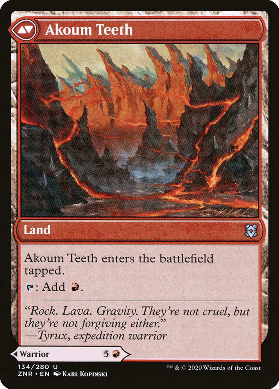 Akoum Warrior // Akoum Teeth | Inglés | EX | ZNR 2