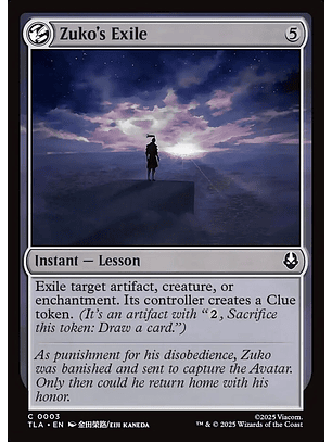 Zuko's Exile | Inglés | NM | TLA