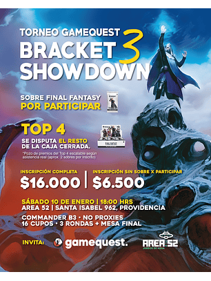 Torneo Game Quest Bracket 3 Showdown 10/01/26