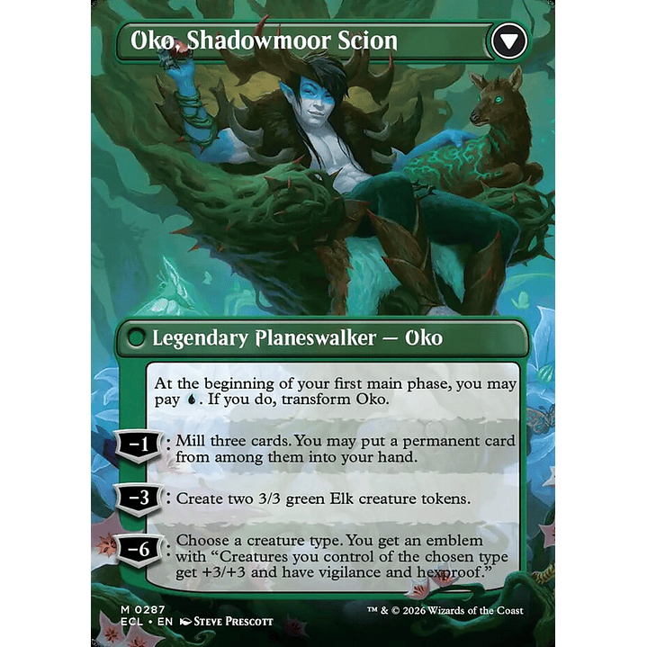 Oko, Lorwyn Liege // Oko, Shadowmoor Scion (Borderless foil) | Inglés | NM | ECL 2