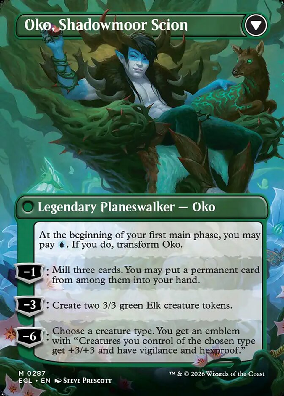 Oko, Lorwyn Liege // Oko, Shadowmoor Scion (Borderless foil) | Inglés | NM | ECL 2