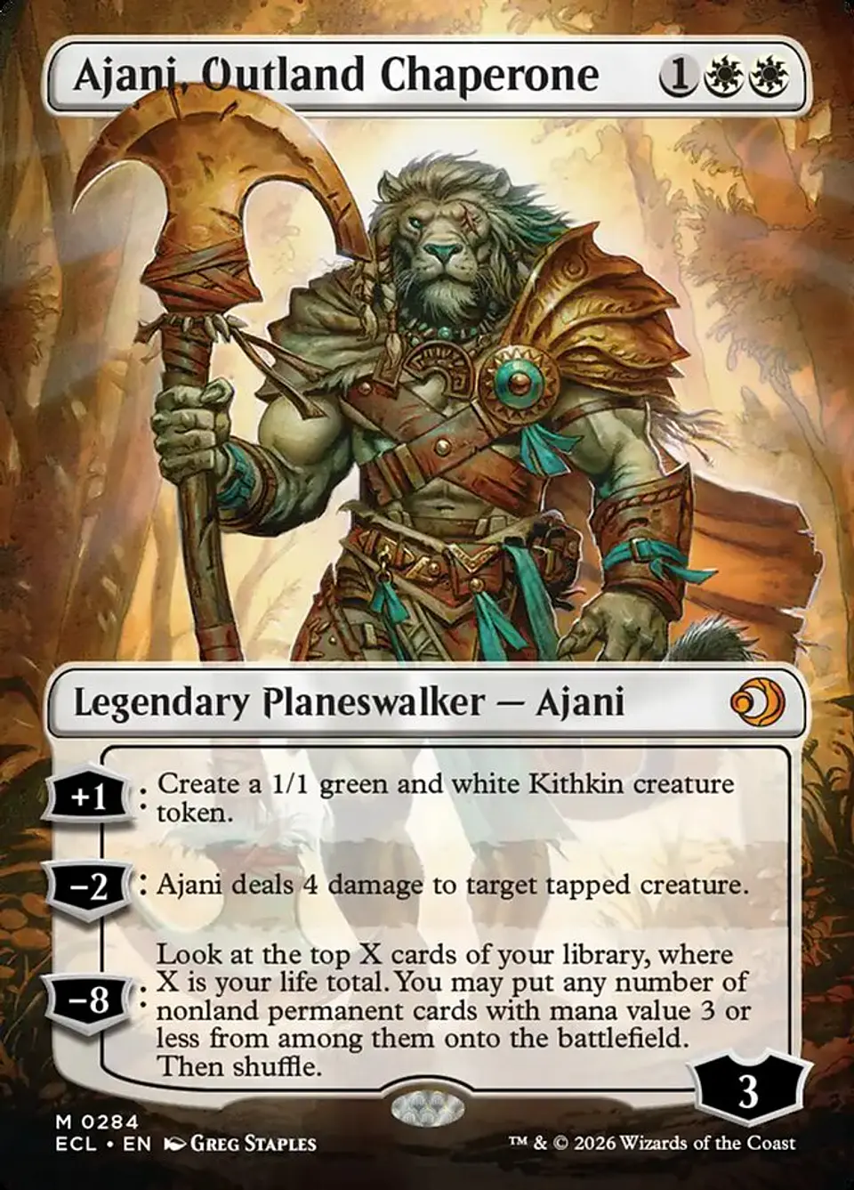 Ajani, Outland Chaperone (Borderless foil) | Inglés | NM | ECL 1