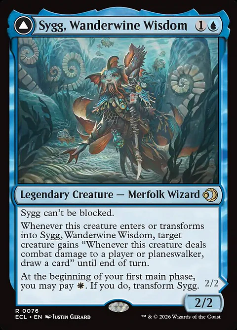 Sygg, Wanderwine Wisdom // Sygg, Wanderbrine Shield (foil) | Español | NM | ECL