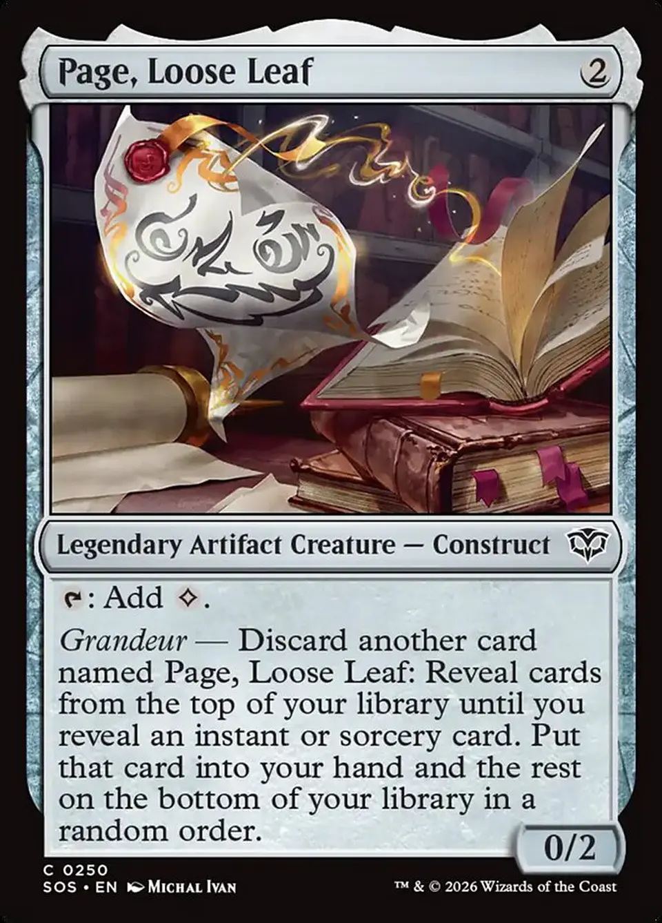 Page, Loose Leaf | Inglés | NM | SOS 1