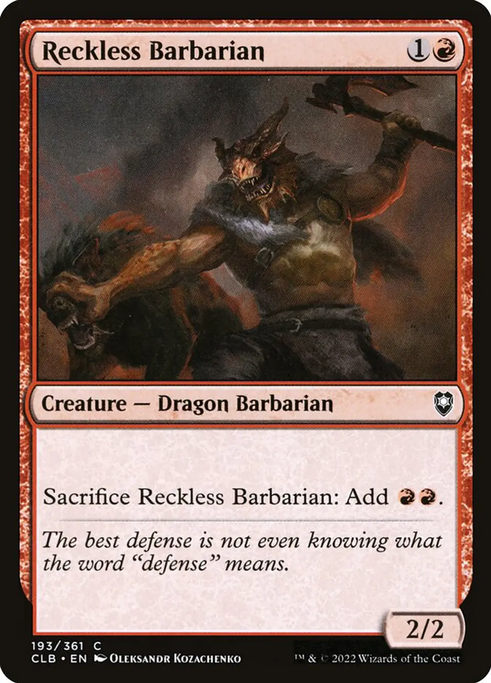 Reckless Barbarian | Inglés | NM | CLB 1