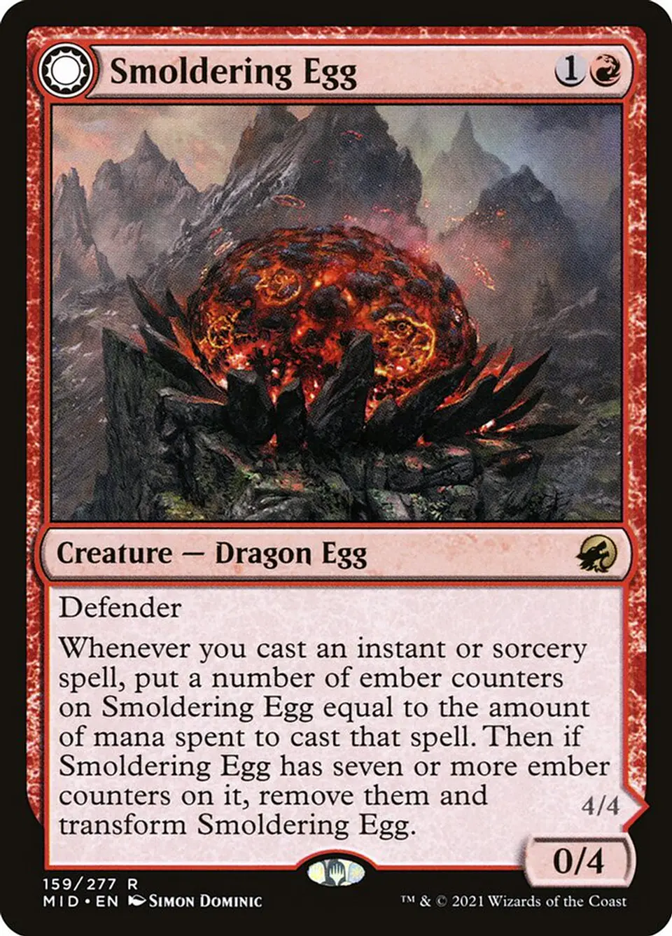 Smoldering Egg // Ashmouth Dragon | Inglés | NM | MID 1