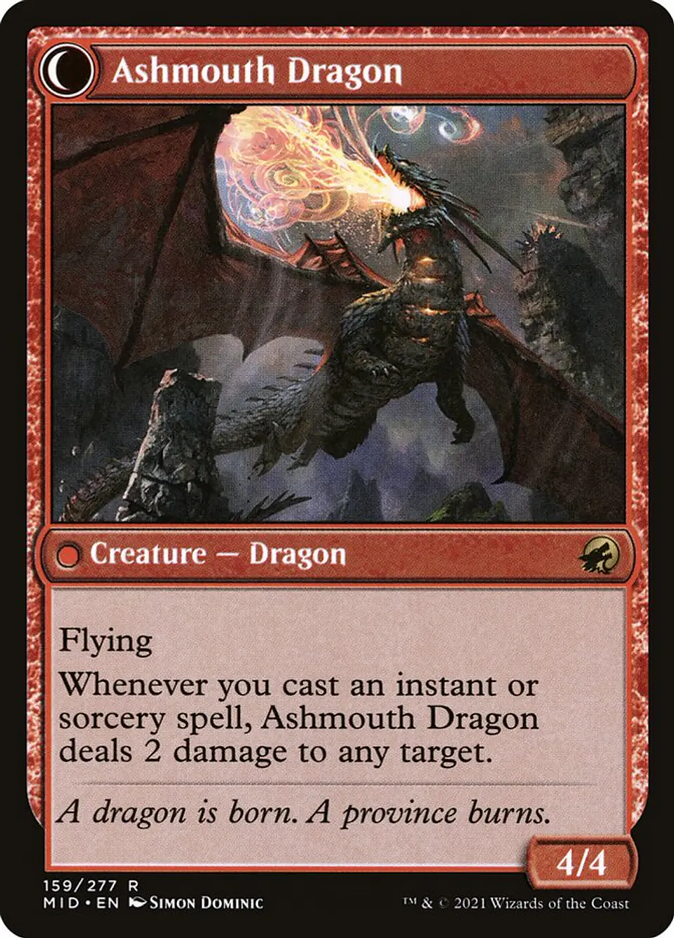 Smoldering Egg // Ashmouth Dragon | Inglés | NM | MID 2
