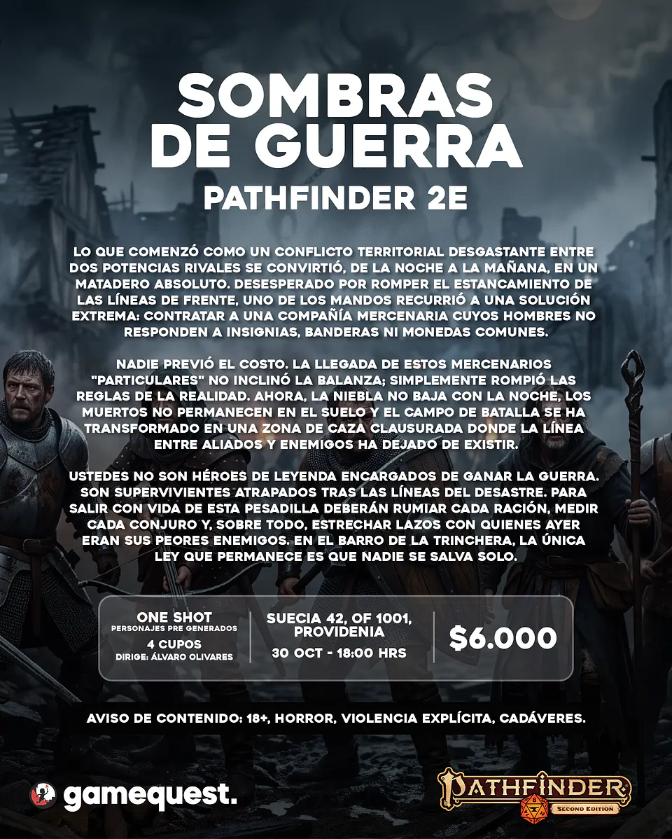 Roleplay: Pathfinder 2E – Sombras de Guerra (Viernes 30 OCT) 1