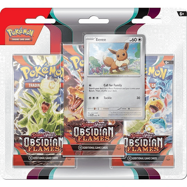 TCG sobre Pokémon Escarlata y Púrpura Llamas Obsidianas 3 Pack Blister Español 1