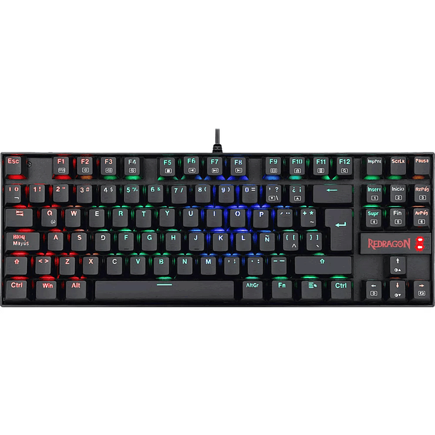 Teclado Gamer Redragon Kumara Negro Mec RGB Sw blue español  1