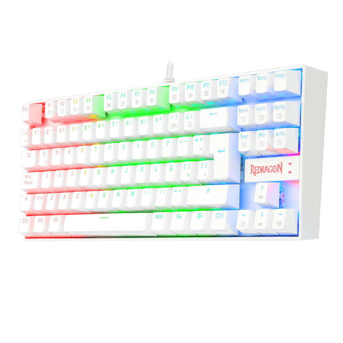 Teclado Gamer Redragon Kumara Blanco Mec RGB Sw Red 3