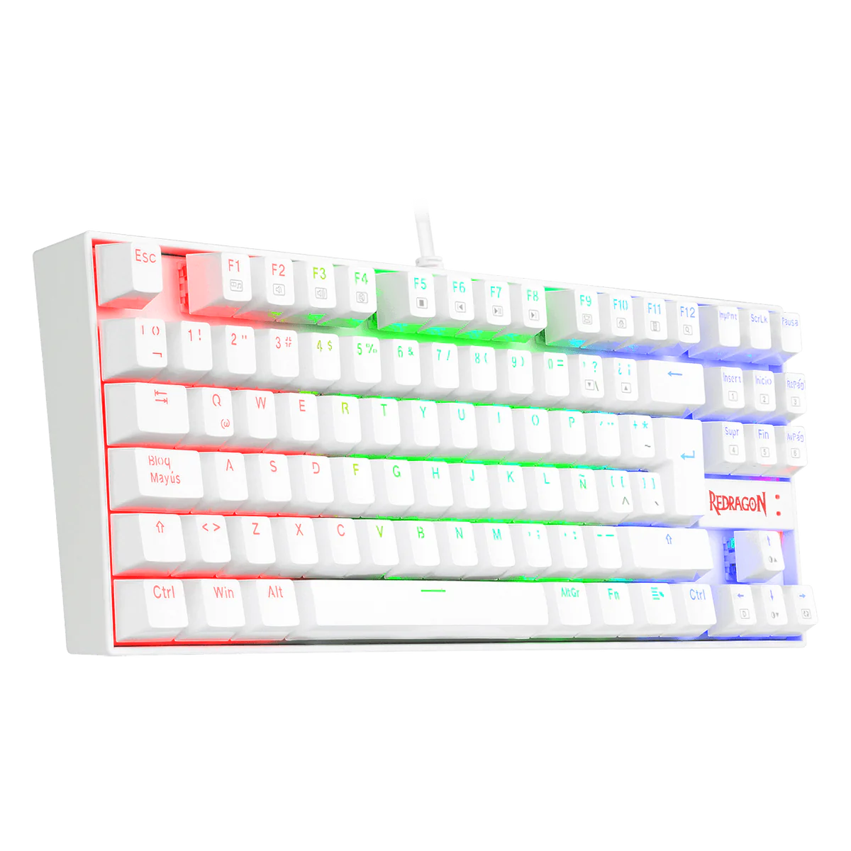Teclado Gamer Redragon Kumara Blanco Mec RGB Sw Red 4
