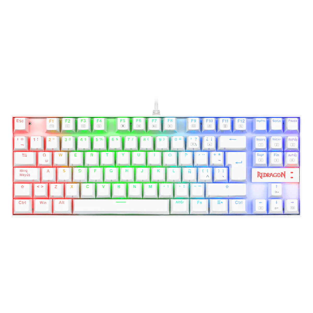 Teclado Gamer Redragon Kumara Blanco Mec RGB Sw Red 1
