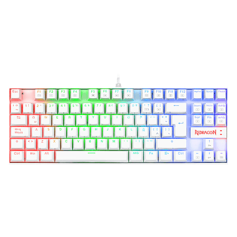 Teclado Gamer Redragon Kumara Blanco Mec RGB Sw blue español 