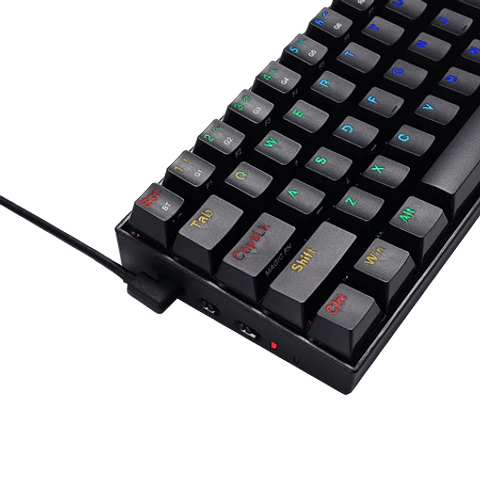 Teclado Gamer Redragon Draconic wifi rgb 60% black brown 