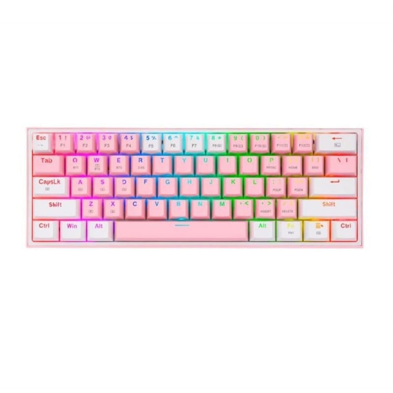 Teclado Gamer Redragon K616 Fizz Pro Pink/White Red Wifi SP  1