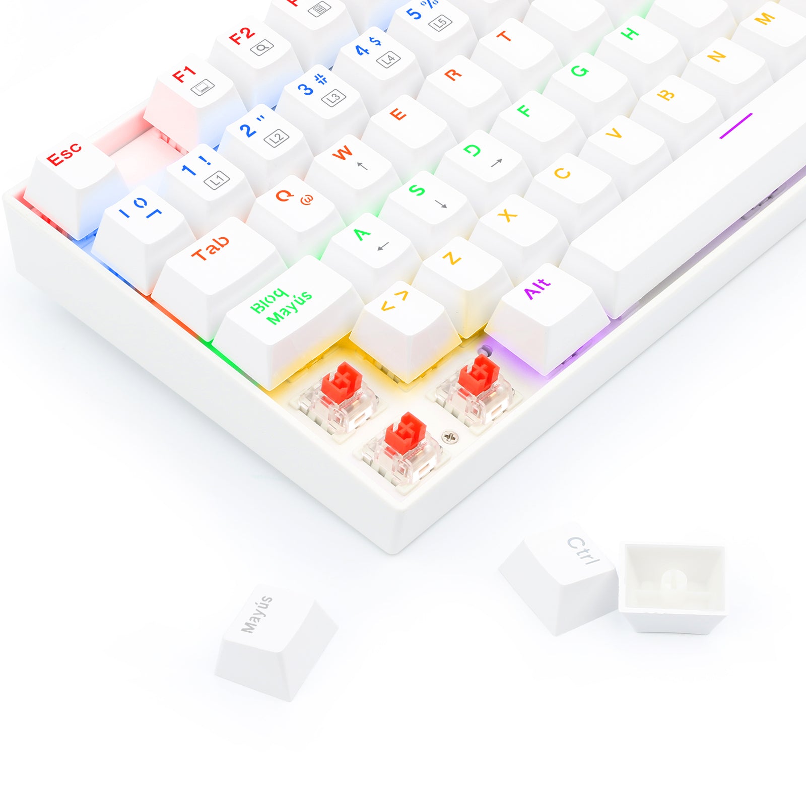 Teclado Gamer Redragon K552 Kumara rainbow white switch rojo sp  4