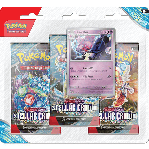 Cartas Pokémon Blister Stellar Crown Pack 3 Sobres 