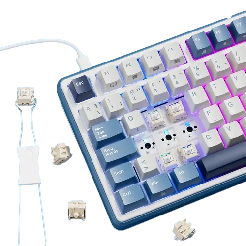 Teclado Gamer Royal Kludge X87 PRUSSIAN BLUE Beige sw Inalambrico 3