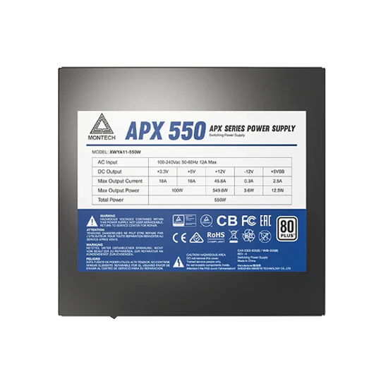 Fonte Montech APX550 550W 80+ White ATX