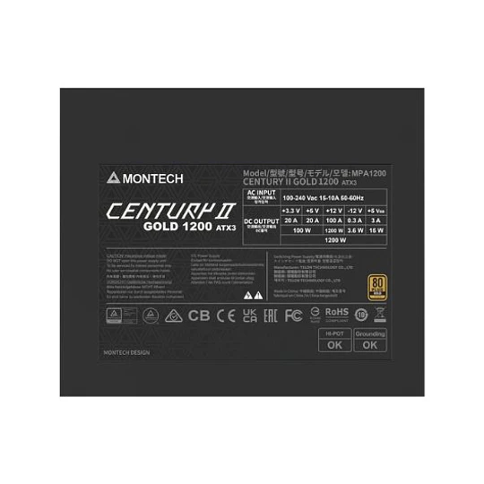 Fonte MONTECH CENTURY II 1200W 80+ Gold Modular ATX