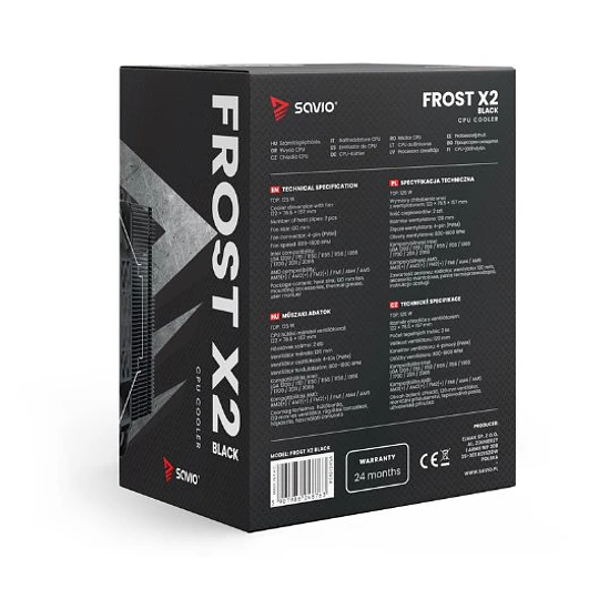 Cooler CPU Savio Frost X2 Black 120mm 1800RPM Multisocket