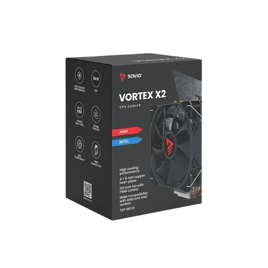 Cooler CPU Savio VORTEX X2 BLACK 120mm 180W Multisocket