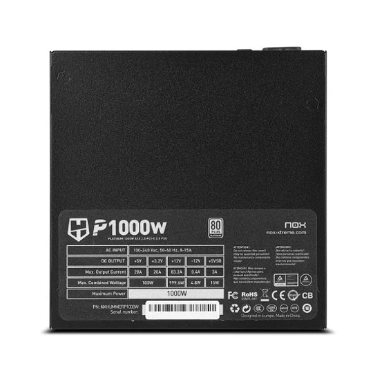 Fonte NOX Hummer P1000 1000W 80+ Platinum Modular