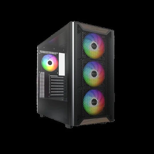 Caixa Montech XR Wood Midi Tower ATX Preta ARGB